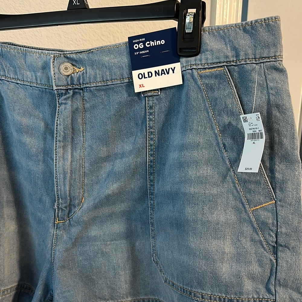 Old Navy Light Blue High-Rise Chino Shorts